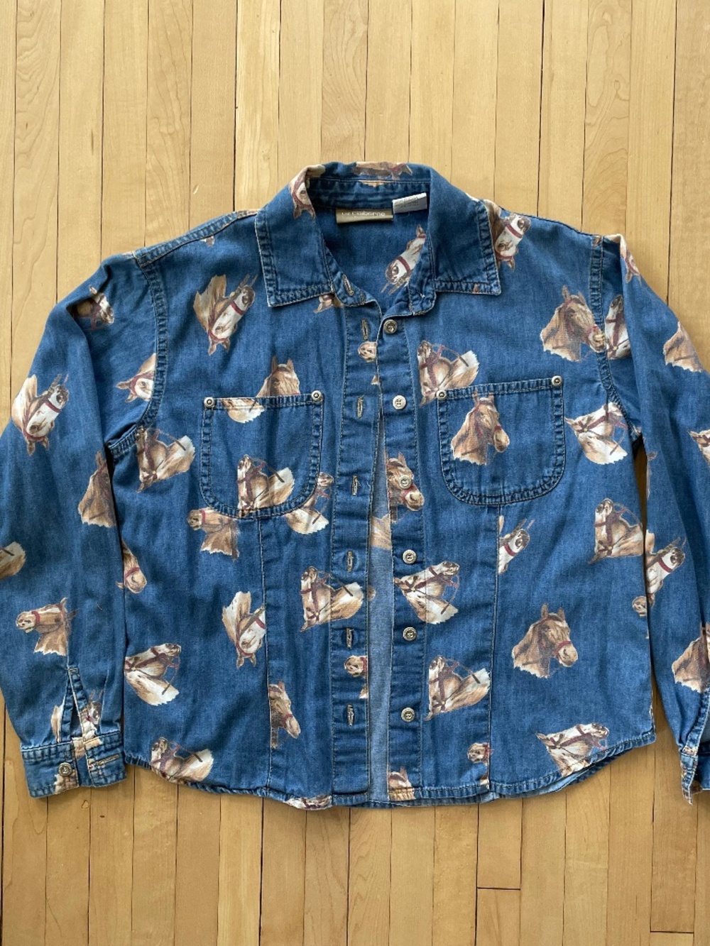 Vintage Liz Claiborne Horse Print Denim Shirt
